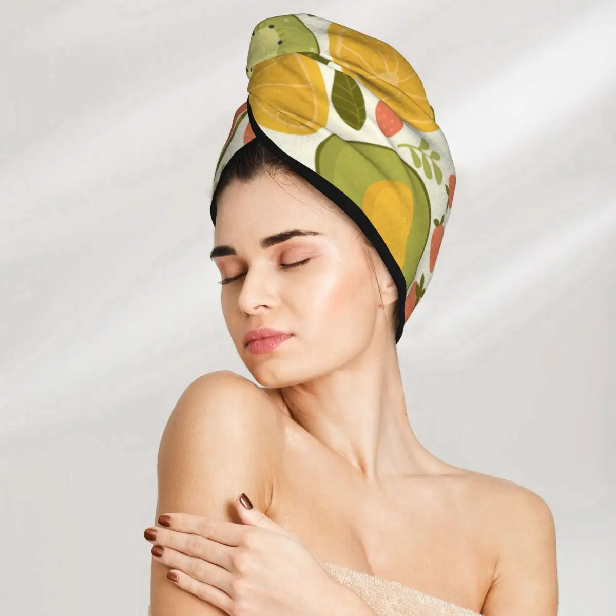 Ful Fruits Avocado Microfiber Towel Anti Frizz Dry Hair Towel Quick Dry Towel For Girls Beach Shower Cap