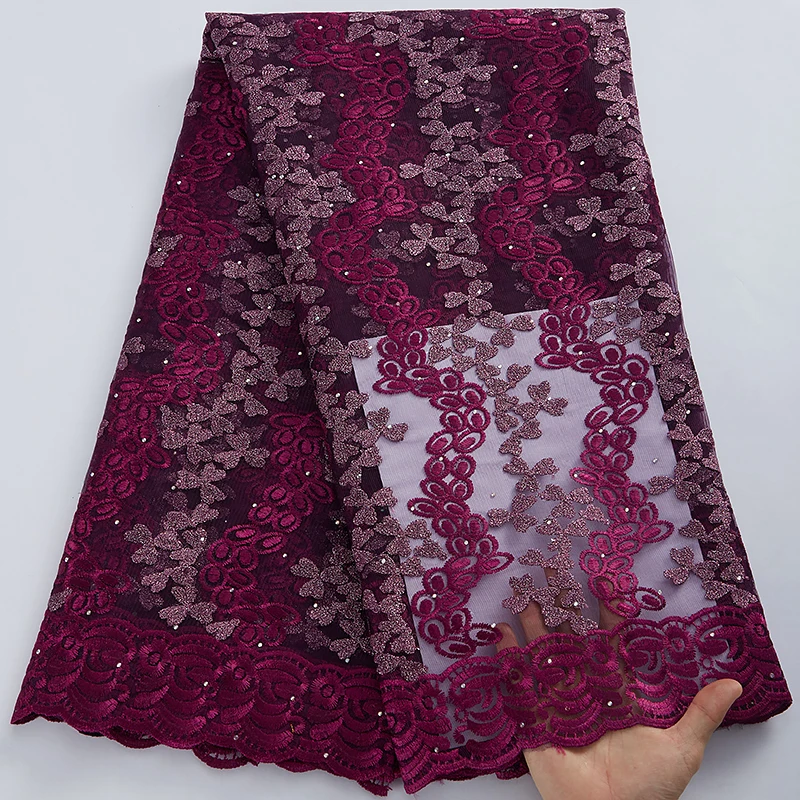 

SJD LACE French Tulle Lace Fabric with Crystal High Quality 2022 Newly African Mesh Lace Fabric for Party Dress DIY Sewing A3017