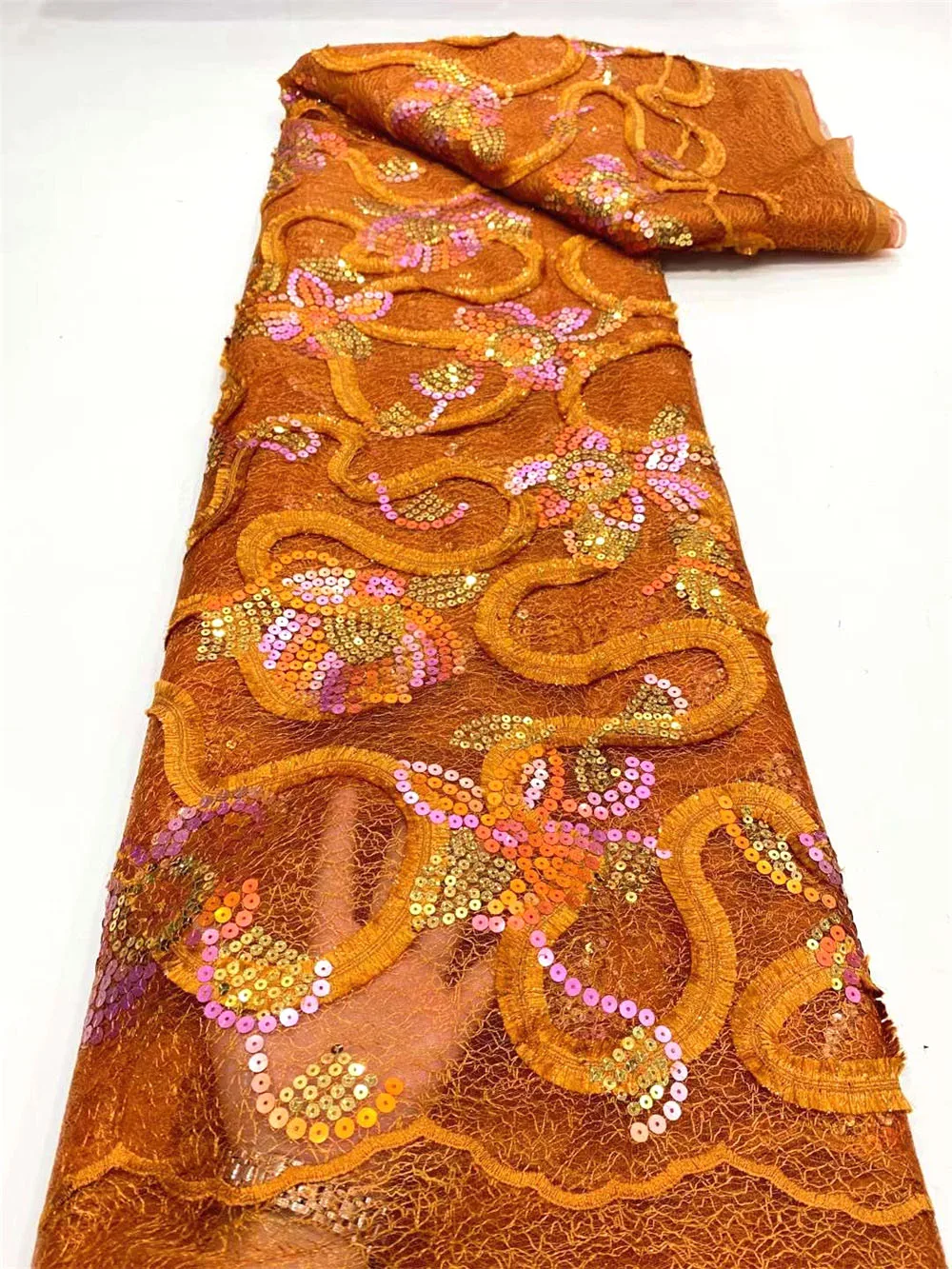 Ткань-сетка с блестками и вышивкой 5 ярдов |