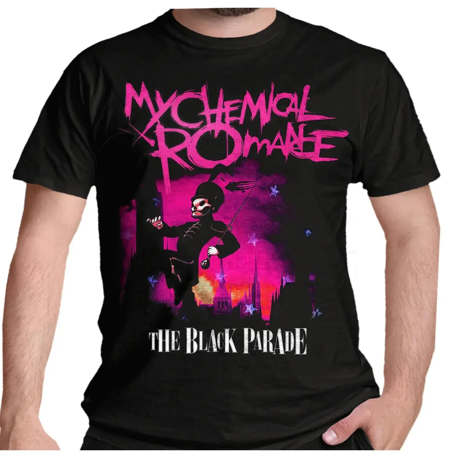 Фото Официальная футболка My Chemical Romance March Black Parade (MCR) – Новинка, размеры S, M, L, XL, XXL, винтажная, с эффектом потертости, дизайнерская, эластичная, стильная №1