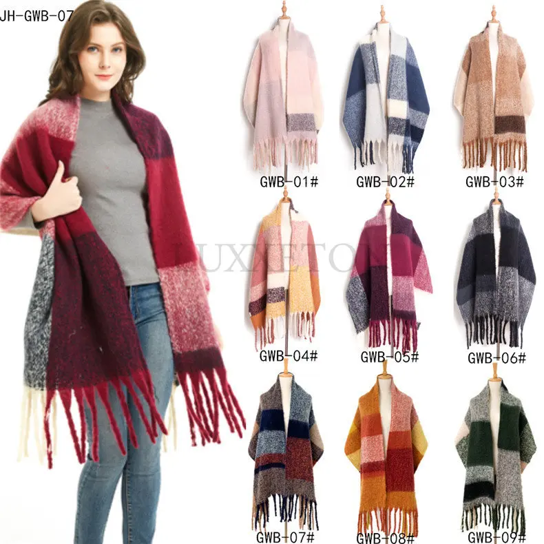 

Зимний женский шарф, кашемировые теплые женские шарфы, толстые мягкие шарфы, шаль с большими кисточками, длинный палантин