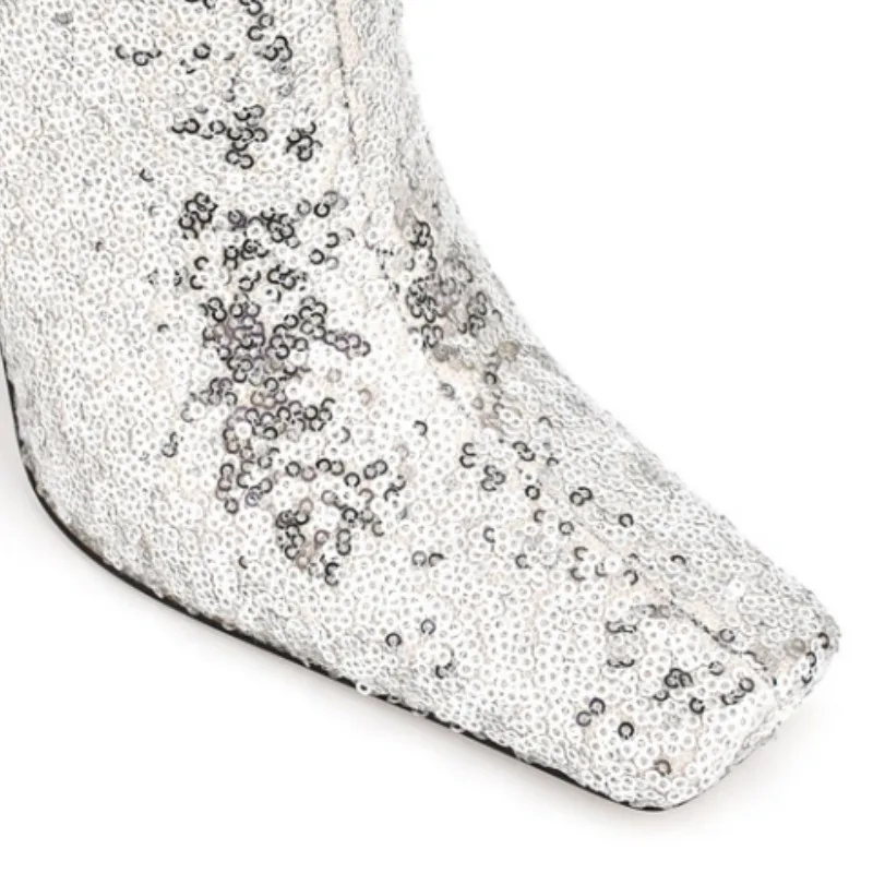 Fashion Sequins Women's Boots New European and American Winter High-heeled Boots Shiny Cool Club Party Boots