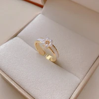 sweet and cute summer pearl flower ring female light luxury delicate opening index finger ring fashion party gift jewelry