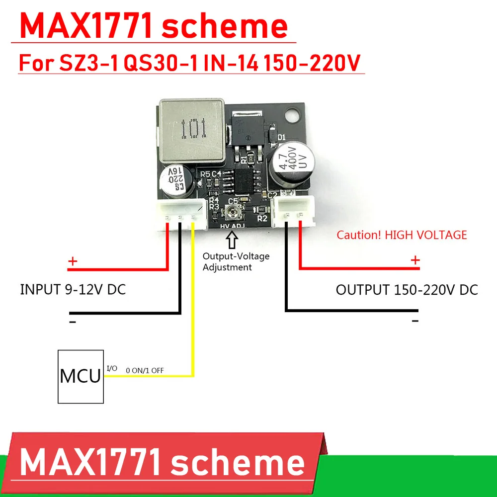 

MAX1771 DC 9-12V TO 160V - 220V 170V DC boost High Voltage Power Module For SZ3-1 QS30-1 IN-14 Nixie Tube Glow clock Magic Eye