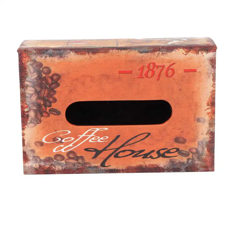 

Paper Towel Storage Case Vintage Convenient Wide Application Bright Color Tissue Box for Massage Shop