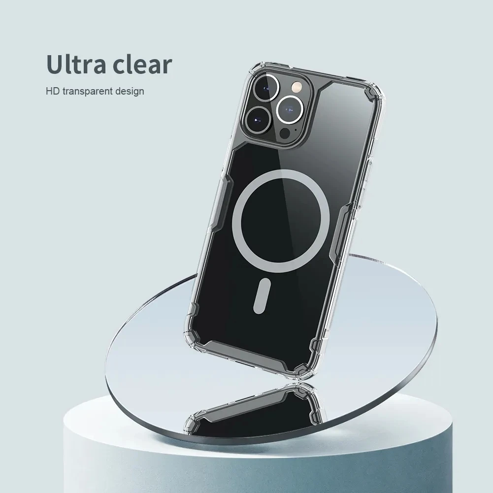 For iPhone 14 Pro Max MagSafe Case NILLKIN Nature TPU Pro Case Transparent Soft Silicone Cover Magnetic For iPhone 15/15 Pro Max
