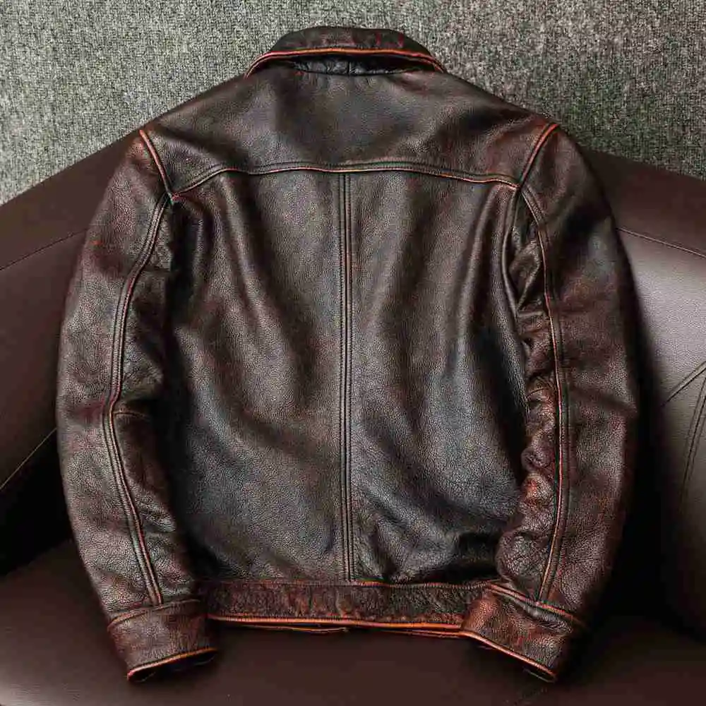 

Jackets COPERSIAN Leather Vintage Men Cowhide Motorcycle Genuine Leather Motor Biker Clothing Distressed Leather Coat Air Force