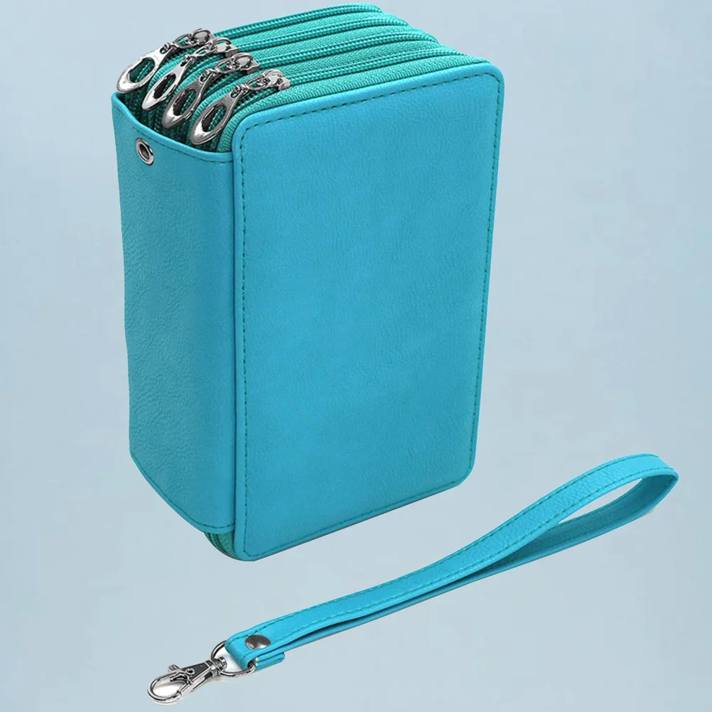 

School Case PU Pencilcase 72 Holes 4 Layers Pen Bag Large Kids Boys Girls Box Pouch Supplies (Green)