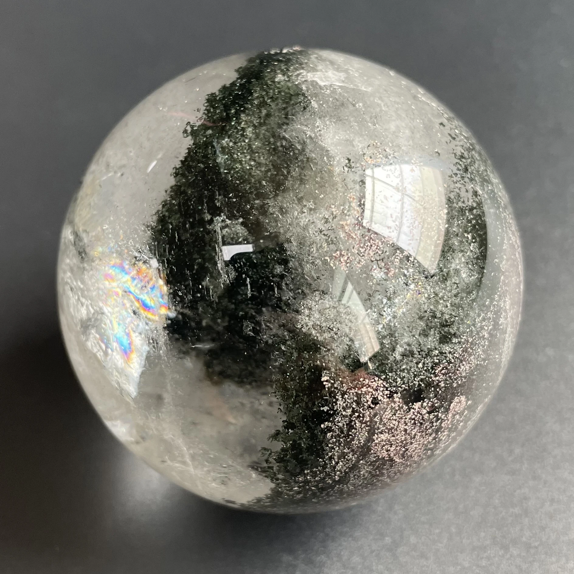 

301g Natural Crystal Ball Green Phantom Decoration Polished Quartz Sphere Reiki Healing Z112