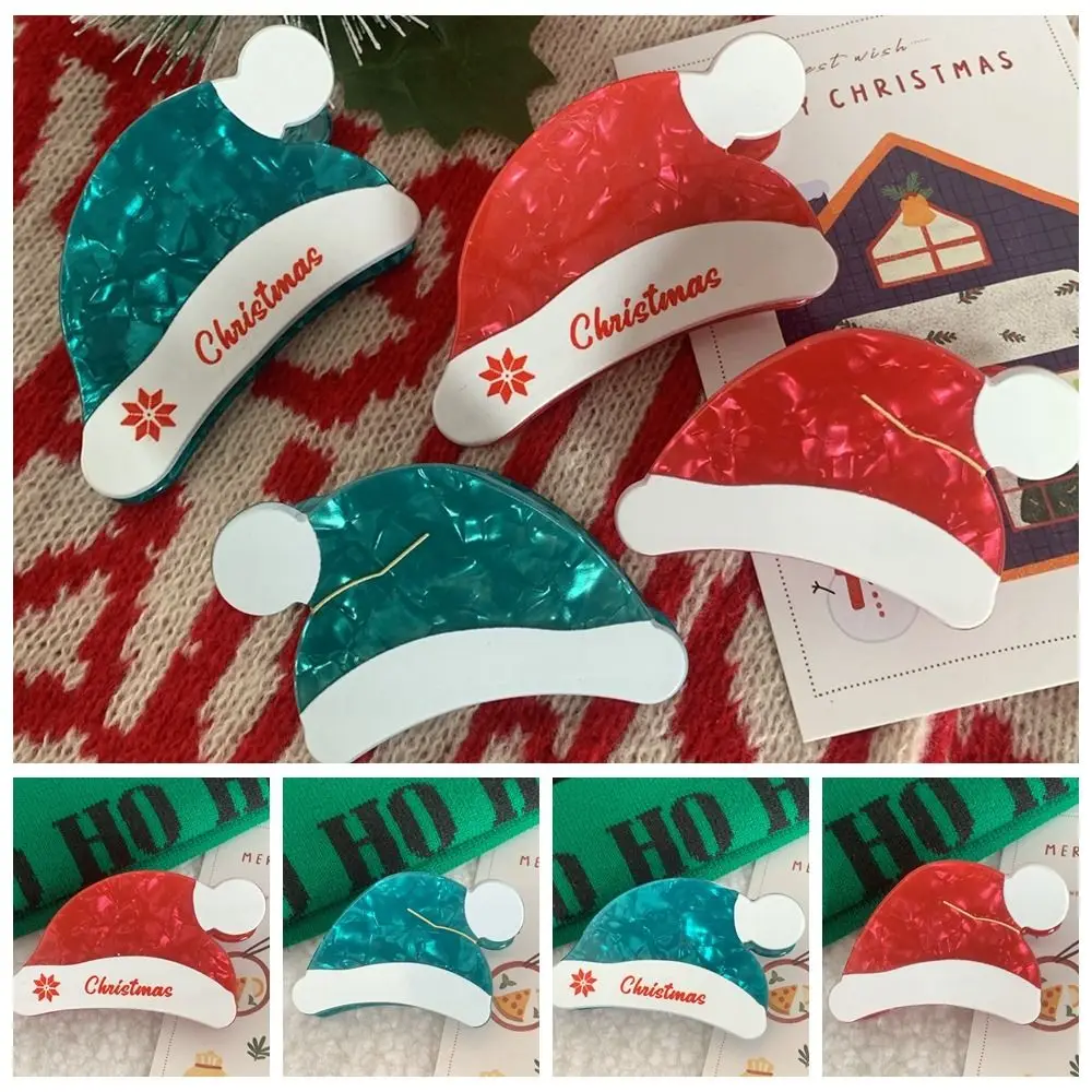 Рождественская шапка с уксусной кислотой ацетатная заколка для волос красная