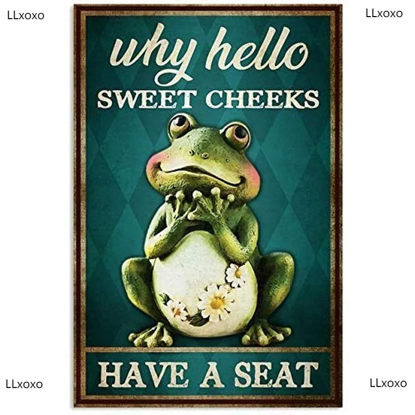 

vintage Frog Why Hello Got A Seat Cat Metal Poster Iron Tin Sign Painting Home Family Lovers Funny Gift Signs Cafe Shop Bedroom