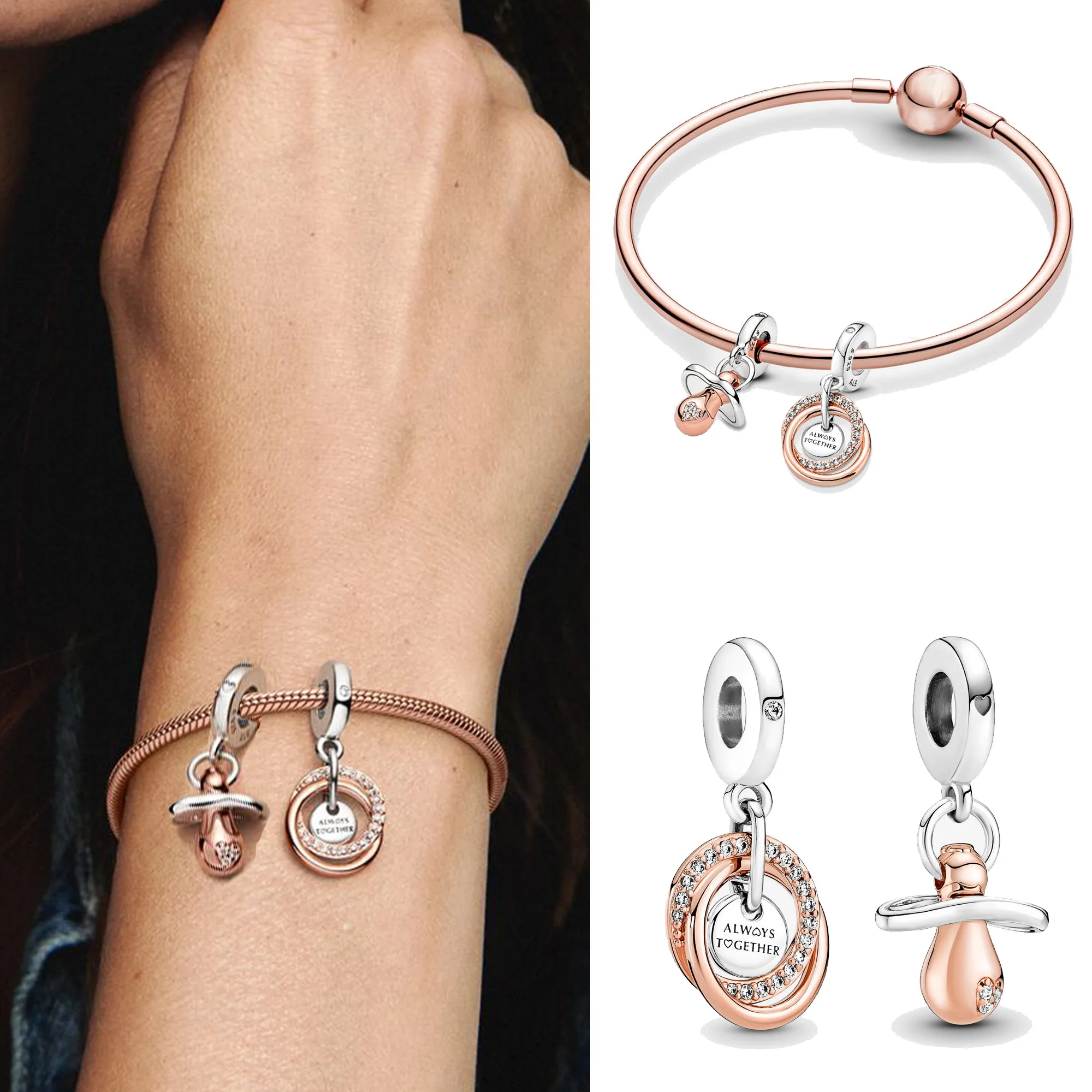 Классический Браслет из стерлингового серебра s925 с семейной фотографией женский