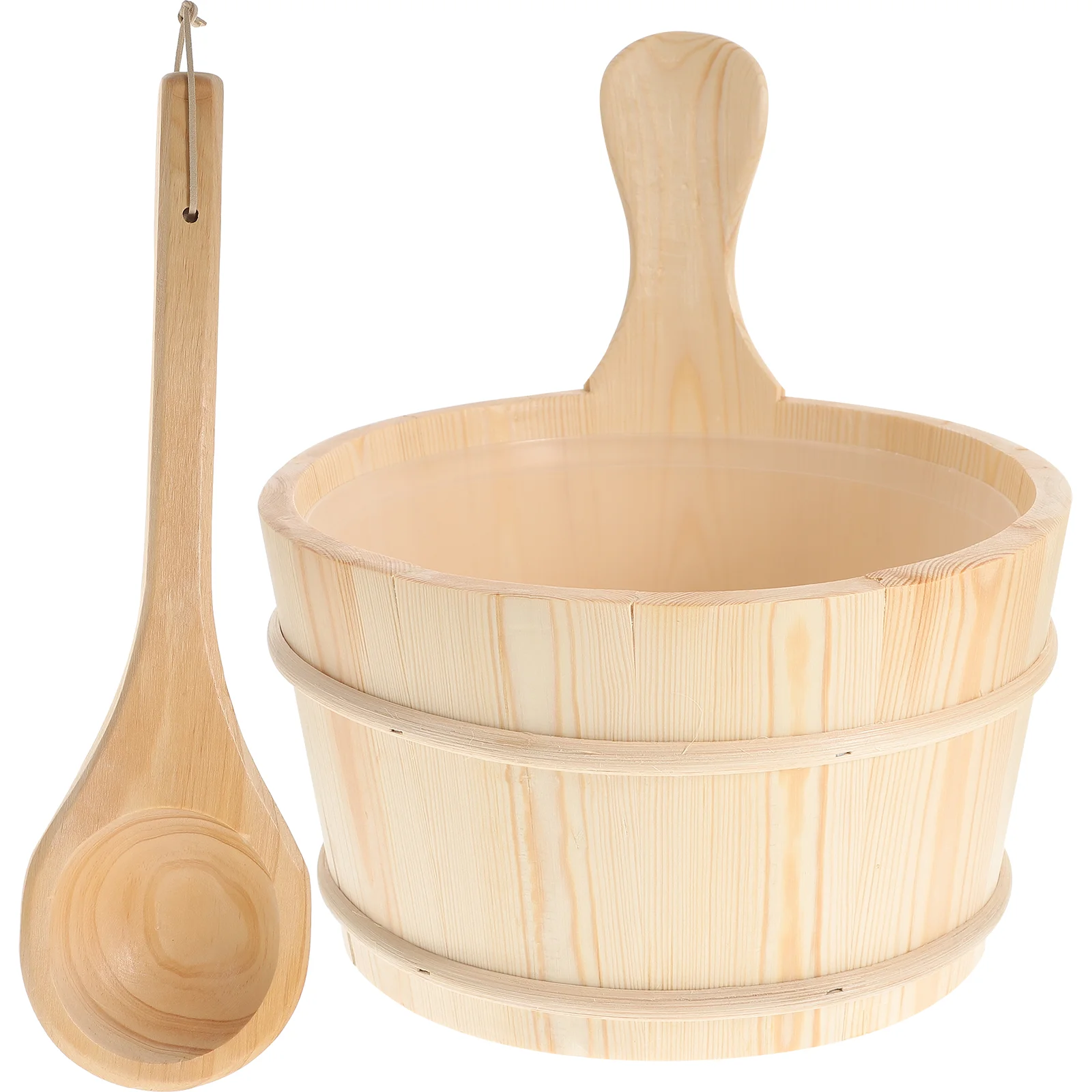 

2 Pcs Women’s Suits Whiskey Barrel Sauna Accessories Set， Bucket Water Container Bamboo Miss