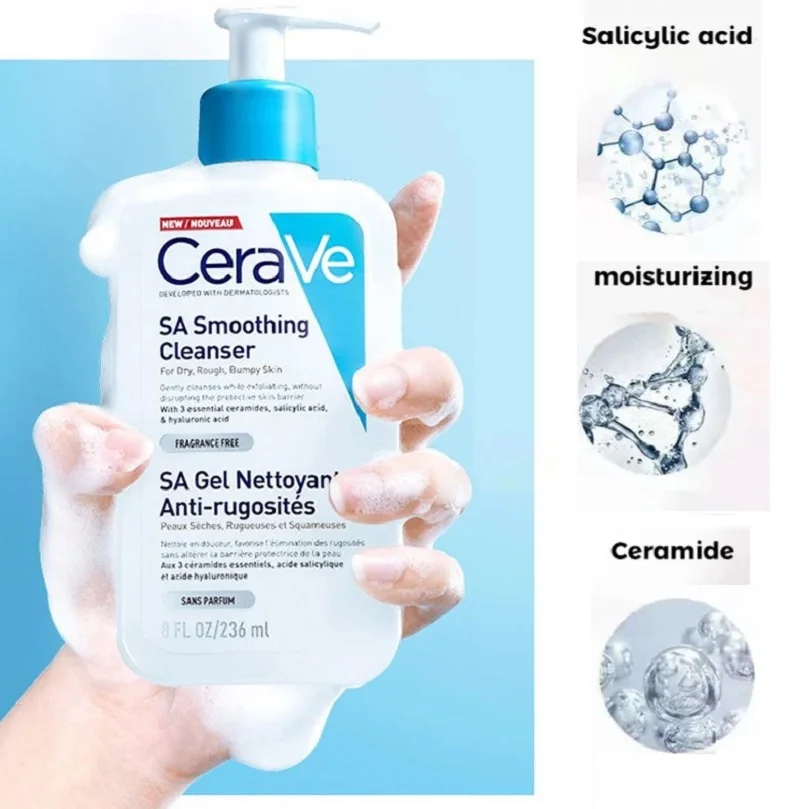 

Cerave SA Smoothing Cleanser For Dry Rough Bumpy Skin SA Gel Nettoyant Anti-rugosites 8FL OZ/236ml Salicylic Acid Cleanser