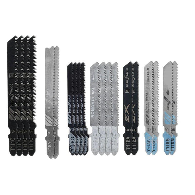

20Pcs Jigsaw Blades Set T-Shaft HCS Assorted Jig Saw Blades For Metal Wood Plastic Cutting Including Plastic Box