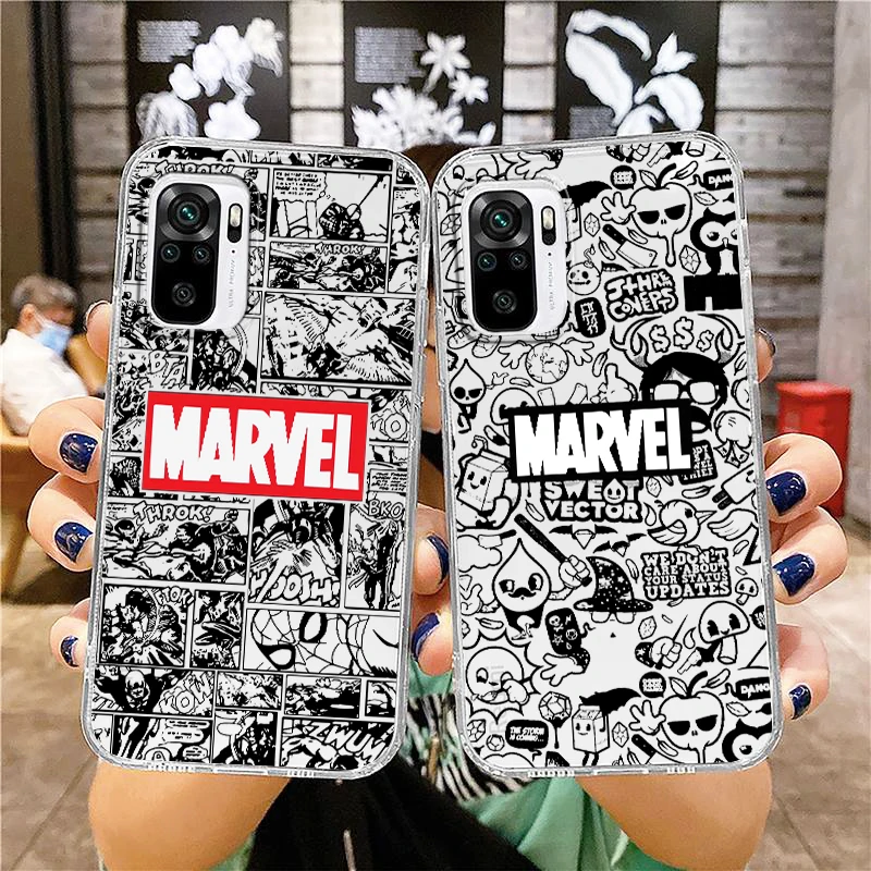 

Avengers Marvel Logo Comics Phone Case For Xiaomi Redmi Note 12 11E 11S 11 11T 10 10S 9 9T 9S 8 8T Pro Plus 5G 7 Transparent