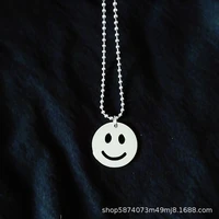 new stainless steel men and women smiling face titanium steel lovers necklace women fashion bead chain necklace fashion jewelry