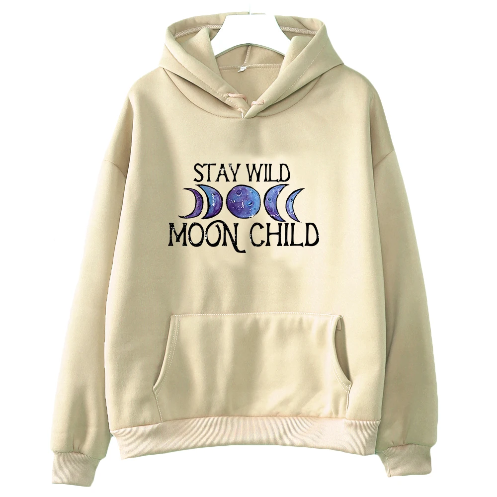 

Детская толстовка с капюшоном Stay Wild Moon, новинка 2022 года, Осенний свитшот, повседневные флисовые пуловеры с длинным рукавом, женские толстовки с капюшоном в стиле Харадзюку