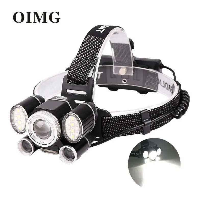 

XHP50+COB LED Dimming Zoom Red Blue Light 6 Lights Power Display Red Light Warning Light Multi-functional Strong Light Headlight