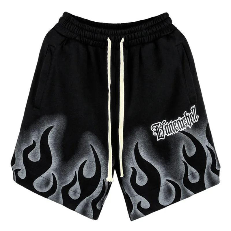 

Men's Shorts Flame Printed 2022 New Summer Hip Hop Streetwear Mens Casual Oversize Shorts Basketball Short Pants Male Clothing