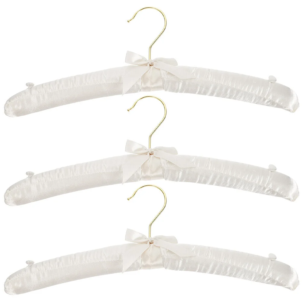 

3 Pcs Wedding Hanger Ribbon Multi-function Coat Cloth Anti- Clothing Hangers Anti-skid White Non- Clothing Bride