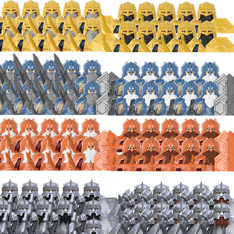 

LOTR Dwarf Warrior Figures Ironfoot Durin's folk Medieval Knight Hobbit Building Blocks Military Armor Soldiers Bricks Toys Gift