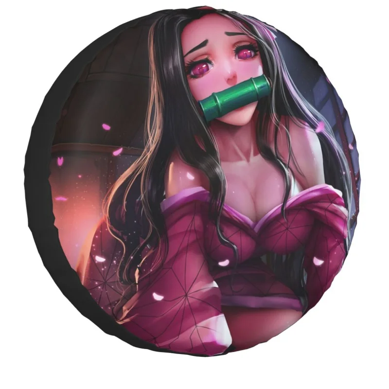 

Nezuko Kamado Demon Slayer Spare Wheel Tire Cover Case for Jeep Hummer Kimetsu No Yaiba Vehicle Accessories 14" 15" 16" 17"