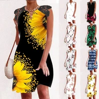 plus size 5xl vestidos elegantes para mujer women lace printing dresses summer sleeveless dress vestidos de verano mujer 2022