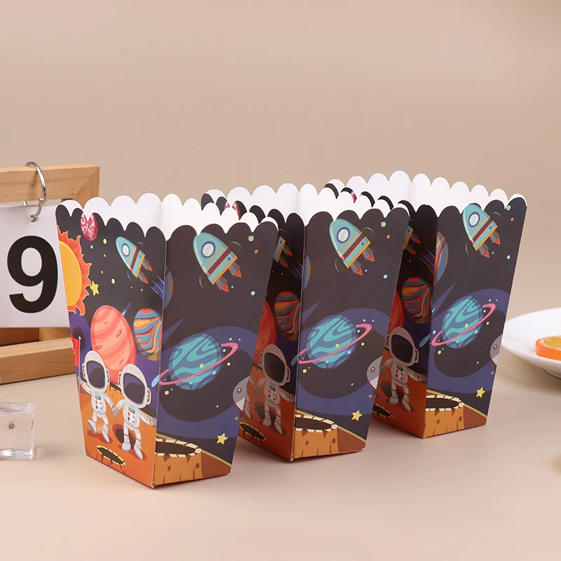 6 шт. коробка для попкорна с космическим астронавтом ракетой детские коробки днем