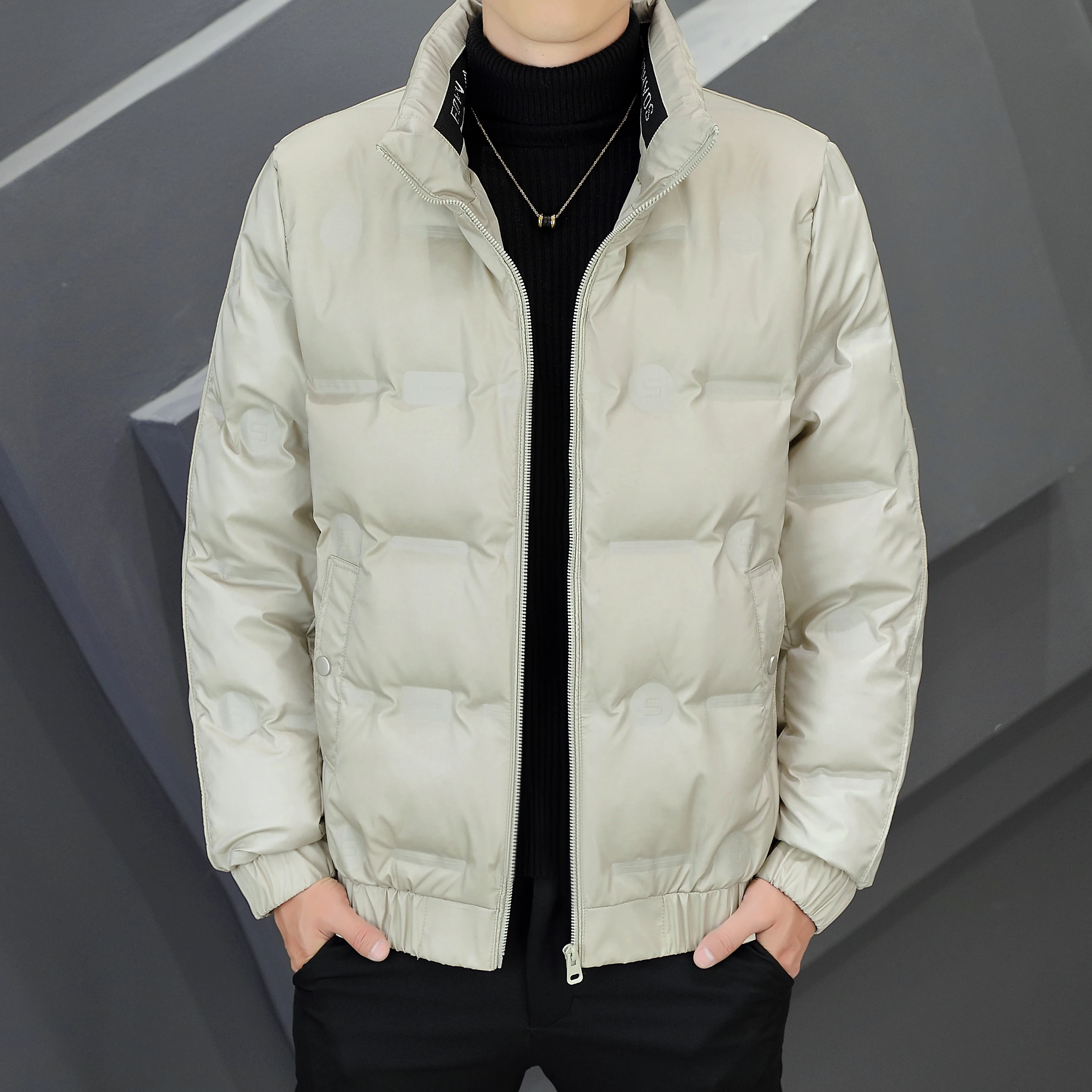 Fashion Solid 2022 Autumn Winter Casual White Duck Down Jacket Mens Outwear Puffer Coats Male Stand Collar Parkas Tops Clothing