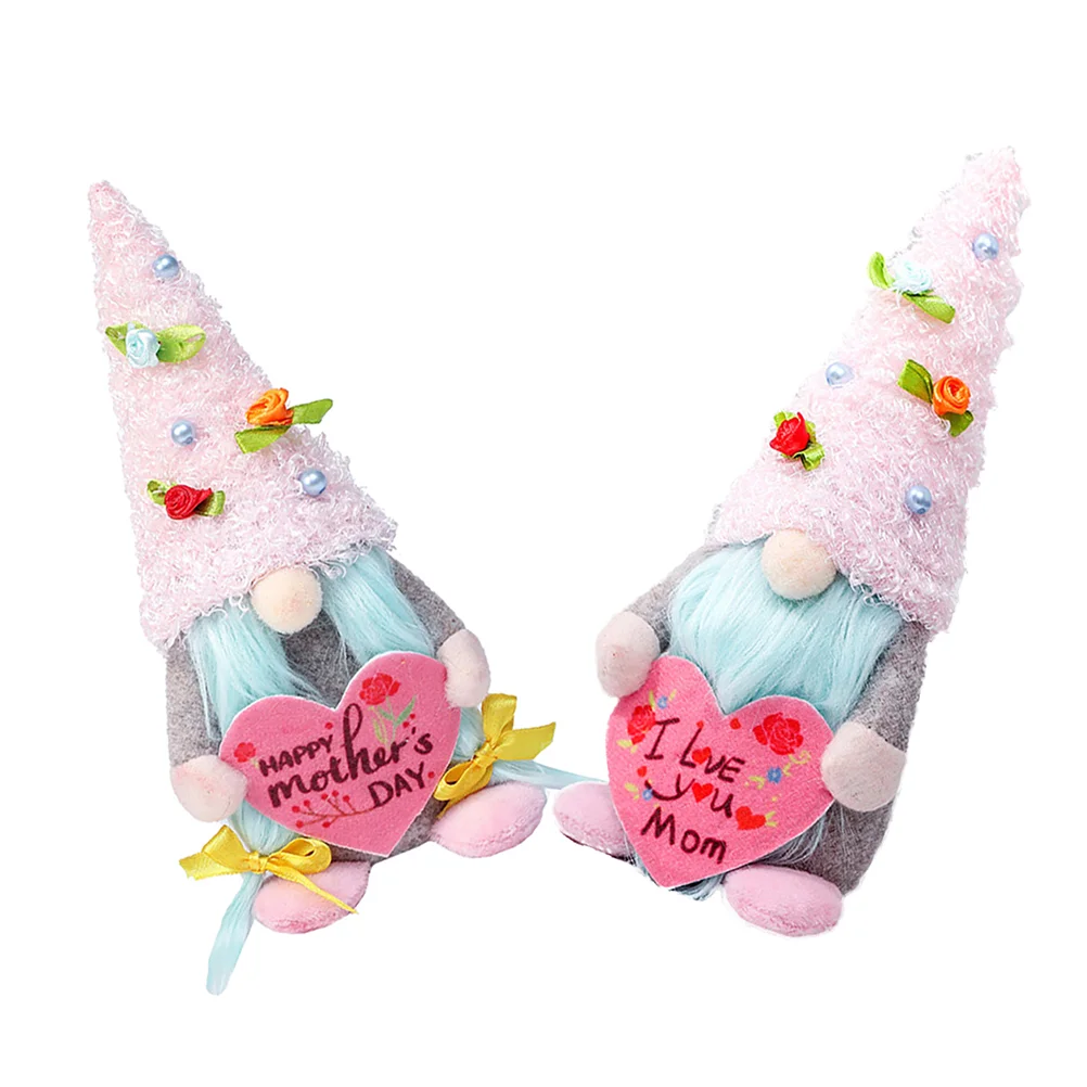 

2pcs Mother' s Day Gnome Easter Gnome Spring Gnomes Plush Mothers Day Gnome Plush Rose Love Gnome Spring Flowers Gnome