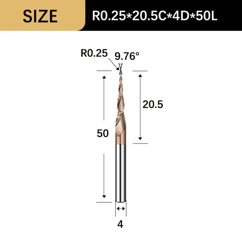 Твердосплавные конические сферические концевые фрезы, конические сферические носовые спиральные гравировальные фрезы, резьба с ЧПУ, деревообработка