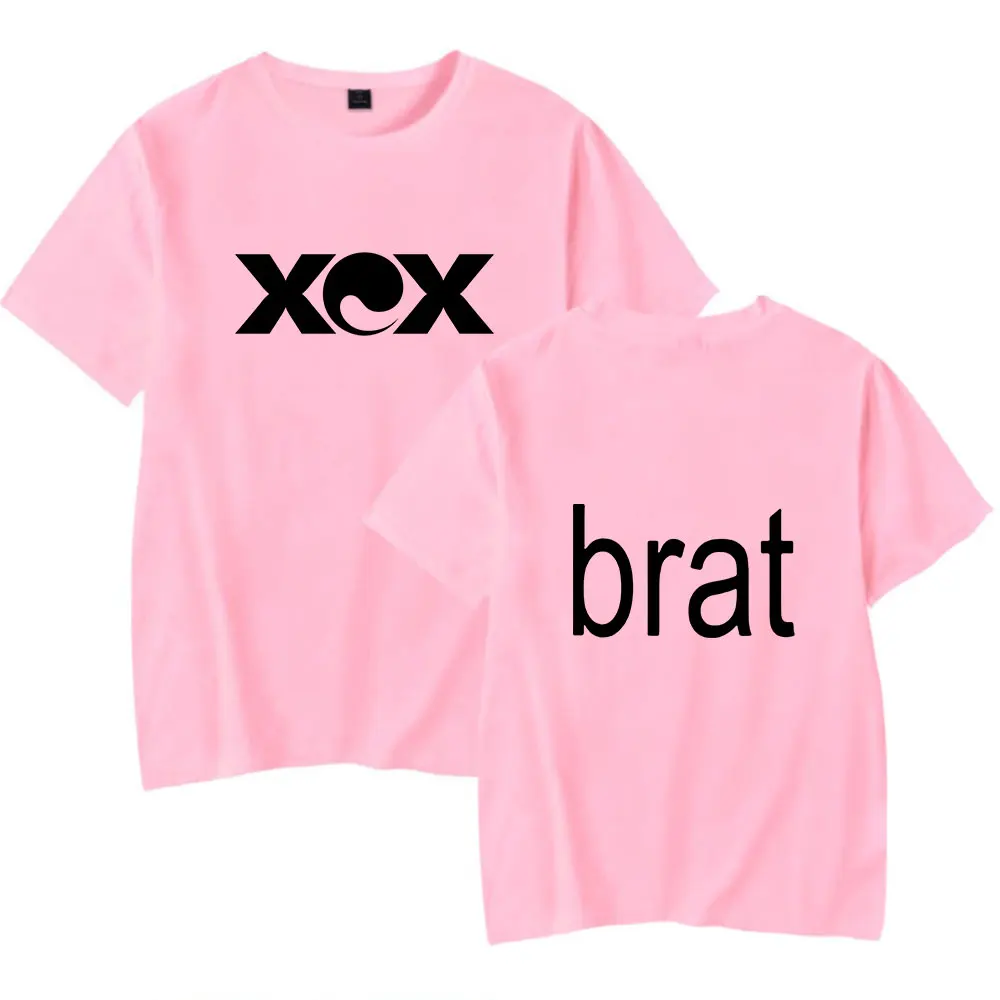 Футболка Charli XCX с логотипом Merch brat топ коротким рукавом и круглым вырезом для