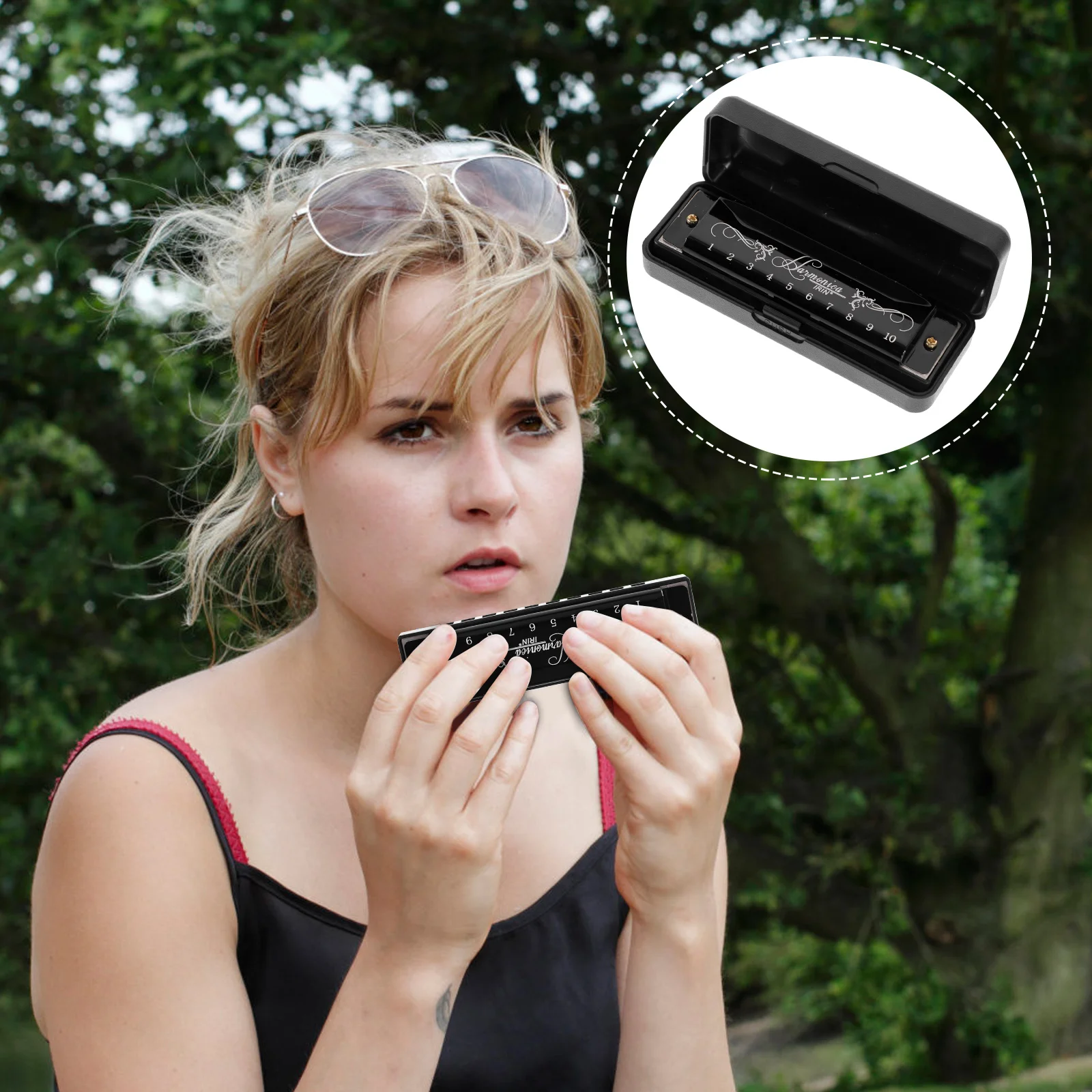 

Toy Kids Harmonica Key Comfortable Ten Holes Durable Musical Instrument 20 Tones Beginner Mouth Organ Children Arpa