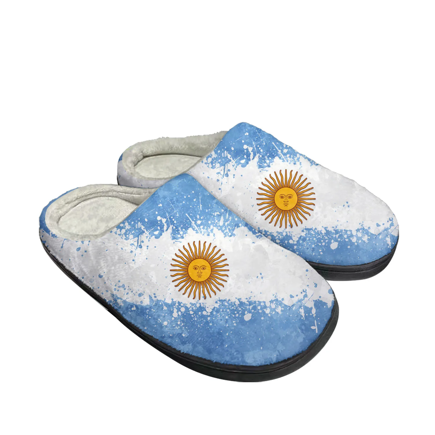 

Домашние хлопковые тапочки с флагом Аргентины на заказ, мужские и женские сандалии, Аргентина, плюшевая спальня, Повседневная сохраняющая тепло обувь, термотапочки