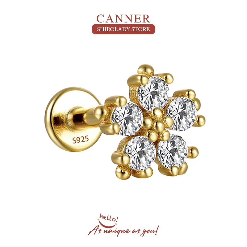 

Женские серьги-гвоздики из серебра 925 пробы с цветком и кристаллами