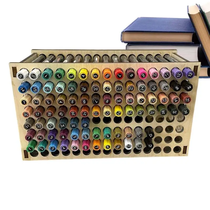 

Paint Brush Holder Wooden Painting Pen Stand Desk Stand Organizer Holding Rack for Pens Paint Brushes Colored Pencils Markers