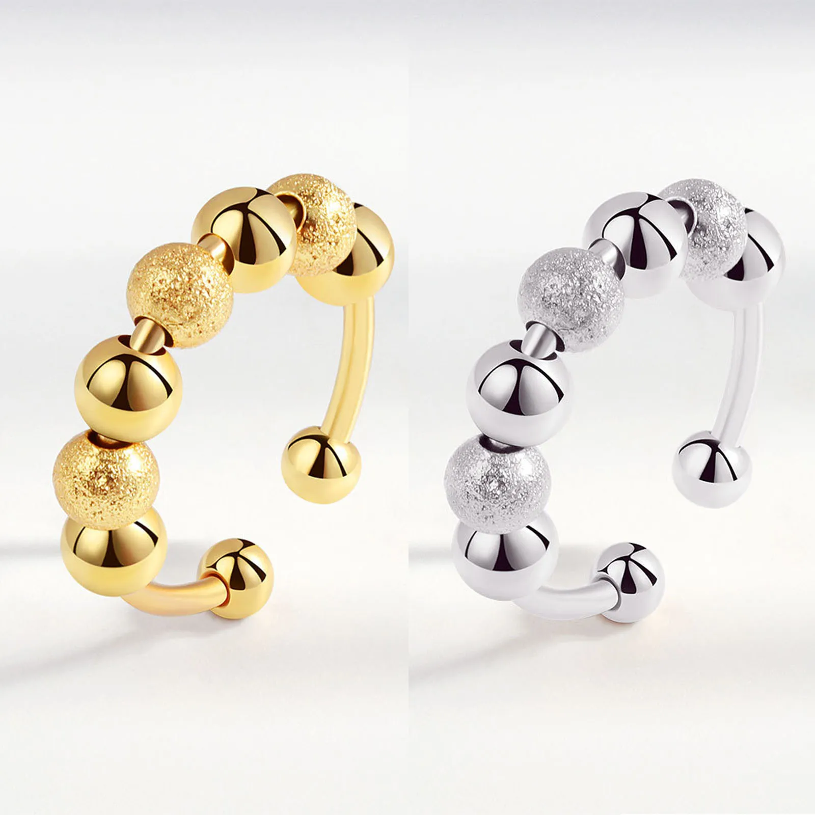 

2022 New Fashion Copper Open Anti Anxiety Rings Multicolor Rotatable Ring For Women Jewelry Making DIY 18.1mm(US Size 8) 1 Piece
