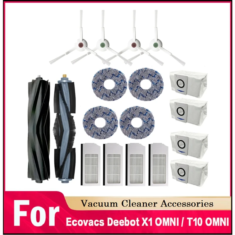 

Комплект аксессуаров для робота-пылесоса Ecovacs Deebot X1 OMNI /T10, комплект из 18 предметов, фильтры для робота-пылесоса, основная боковая щетка, мешок для сбора пыли