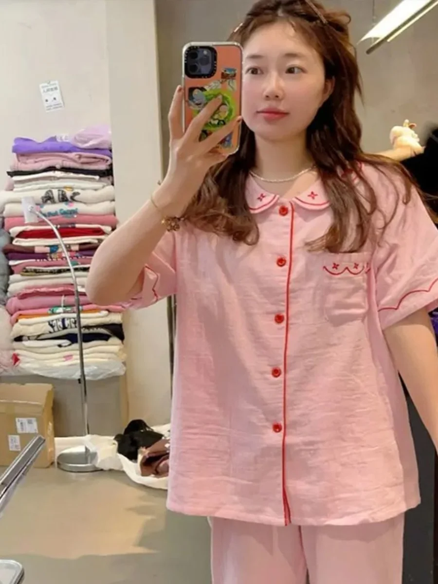 Chubby Girl Extra Large 0 00 кг-50 кг Домашняя одежда Женские весенне-осенние брюки с короткими