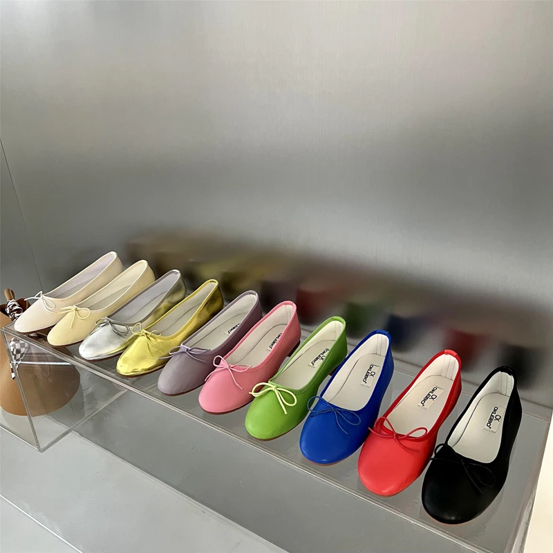 

Женские туфли на плоской подошве, без застежки, с круглым носком