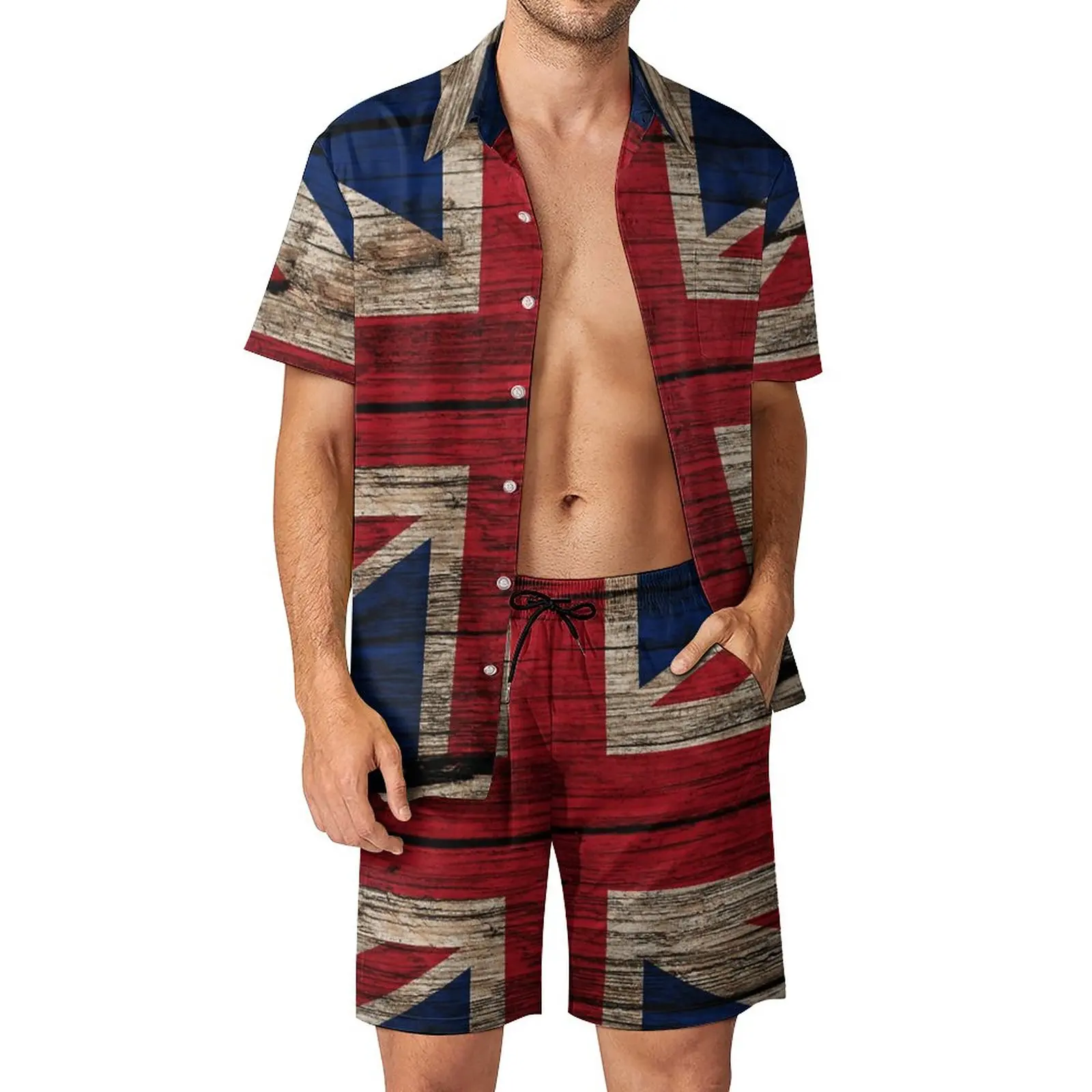 

Union Jack(2) Men's Beach Suit 2 Pieces Pantdress Vintage Graphic Cool Leisure USA Size