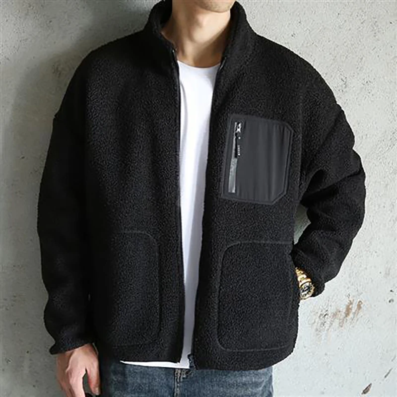 Lamb Wool Coat Men's Cotton Coat Cashmere Thickened Cotton Coat in Autumn And Winter Lamb Wool Cotton Coat Fashion men jacket