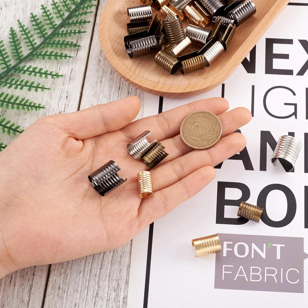 300Pcs Iron Fold Over Crimp Head Clips Leather Cord Clasp  End Jewelry Connector For Tassel Findings Making Crafts Accessories