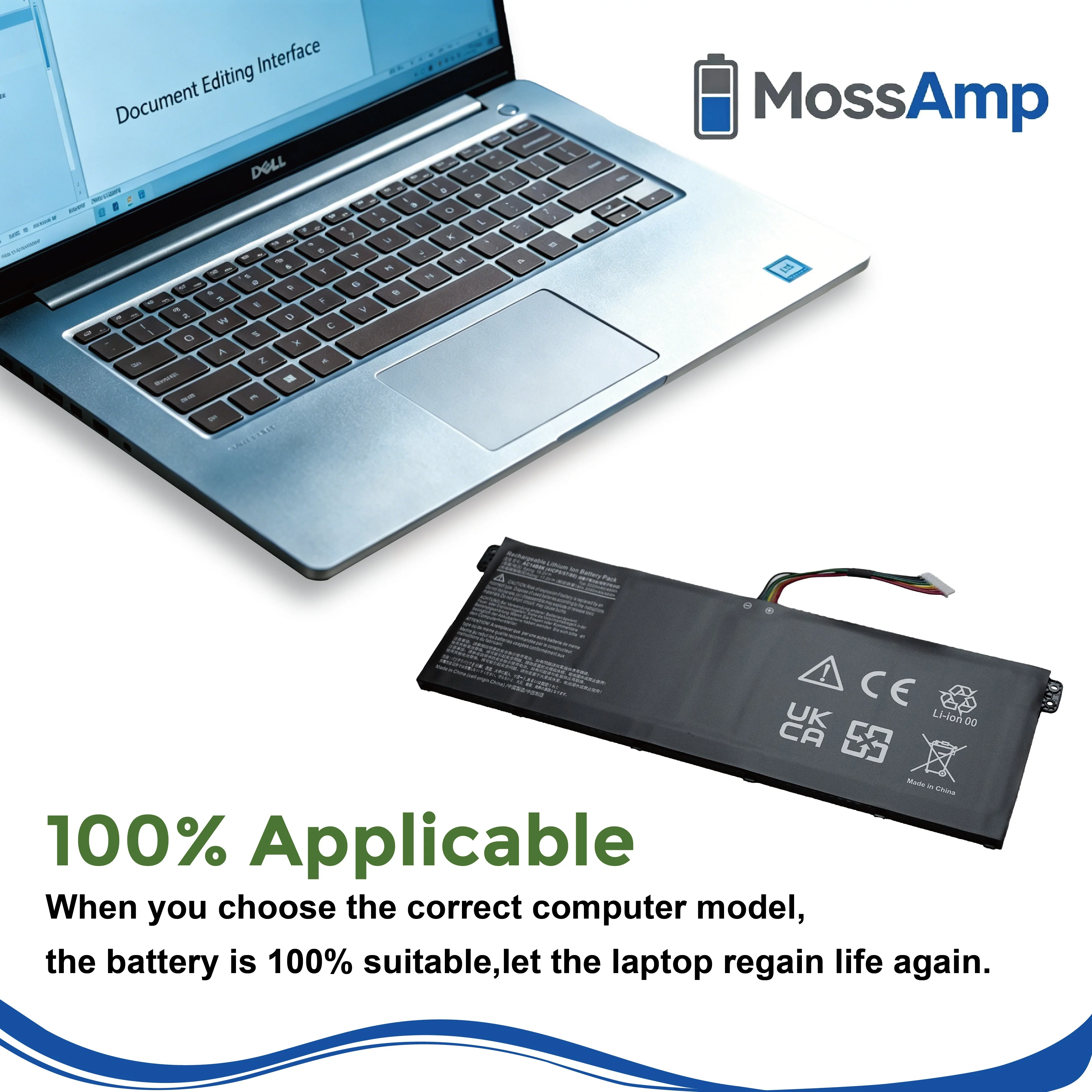 Фото Аккумулятор для ноутбуков MossAmp AC14B8K для Aspire Swift Chromebook Nitro E3-111 ES1-511 ES1-520 ES1-531 ES1-731 V3-371 V3-111 3 SF314-51 №5
