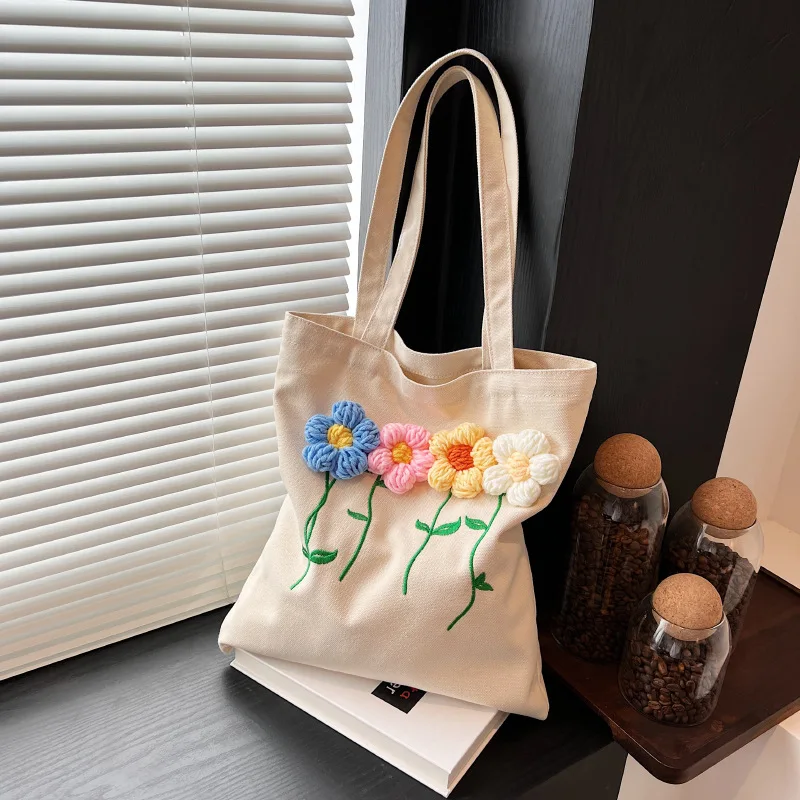 

Casual Floral Canvas Shoulder Bag for Women - New-in 2023, Cute & Versatile Handbag for Summer Shopping