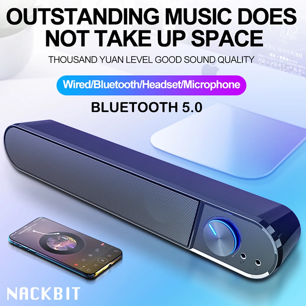 

3D Computer Speakers Bluetooth 5.0 Wired Loudspeaker Surround Soundbar Speaker Stereo Subwoofer Sound bar for Laptop Notebook PC