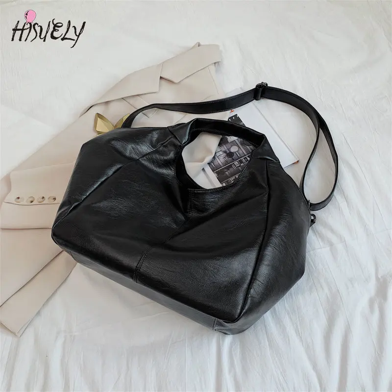 Quality Black Big Tote Bags for Women Large Capacity Hobo Handbags Luxury Soft Leather Shoulder Bag Female Shopper Messenger Bag