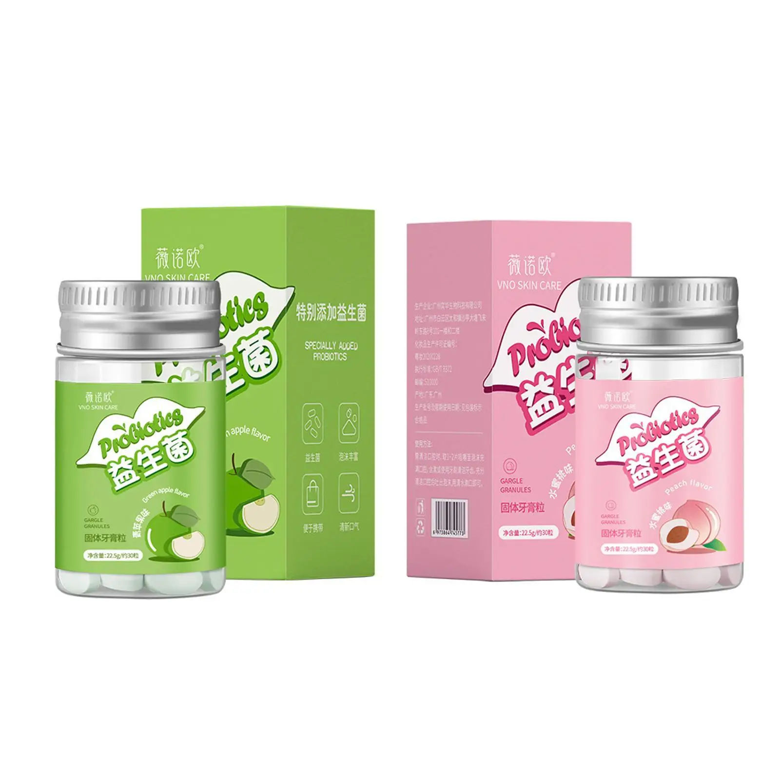 

60pcs/box 2022 New Toothpaste Tablets Probiotics Toothpaste Granules Fresh Breath Remove Bad Breath Apple Peach Flavors