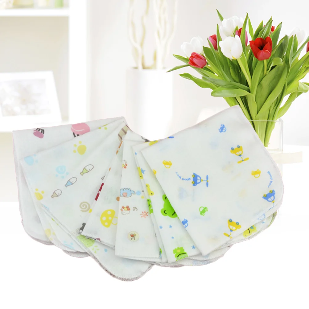 

Cotton Drool Bibs Absorbent Double-layer Drool Bibs One Sided Printed Gauze Towel for Infant 25x25cm(Random Color)